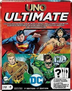 Mattel Games UNO Ultimate Dc Card Game For Kids & Adults With 4 Character Decks, 4 Collectible Foil Cards & Special Rules