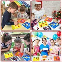 6P Tic Tac Toe Mini Front Premium Felt Board Summer Game Toys For Kids, Portable Felt Board Game With Storage Bag For Birthday Party, Welcome Back To School Gifts, Good For Checkers Toy For Kids 7"x7" -Play Nest Game 61821ldmR4L