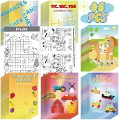 Mini Activity Books For Kids, Mini Fun And Games, Challenging Activities Include Mazes, Word Search, Word Scramble, Find Difference And More For Party Classroom Gifts Bag Stuffers (48, Astronaut) -Play Nest Game 61X odI47L. AC