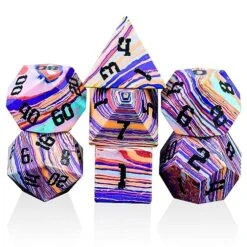 Rainbow Turquoise DND Dice Set Sharp Edge Stone Handmade 7 Accessories Dice For Dungeons And Dragons TTRPG Games Multi-Sided RPG Polyhedral Dice Roleplaying Games Shadowrun Pathfinder MTG