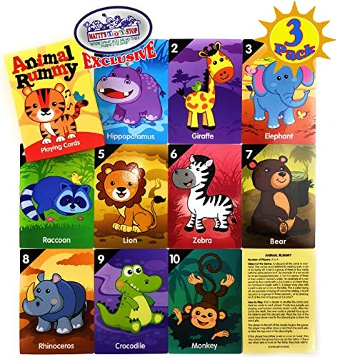 Matty's Toy Stop Deluxe Jumbo Classic Playing Card Games Set (6.75" X 4.75") Featuring Go Fish, Old Maid & Animal Rummy - 3 Pack 5 Matty's Toy Stop Deluxe Jumbo Classic Playing Card Games Set (6.75" X 4.75") Featuring Go Fish, Old Maid & Animal Rummy - 3 Pack - Image 3